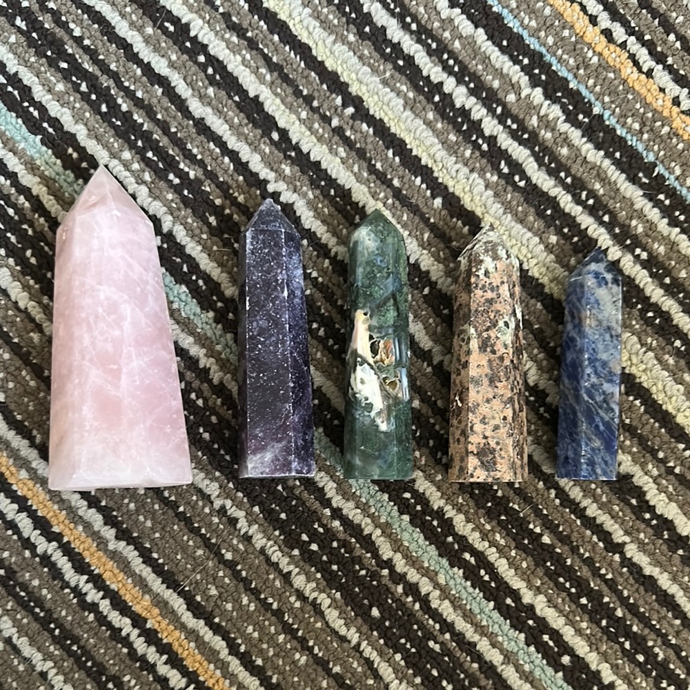 Set of Five Crystal Towers